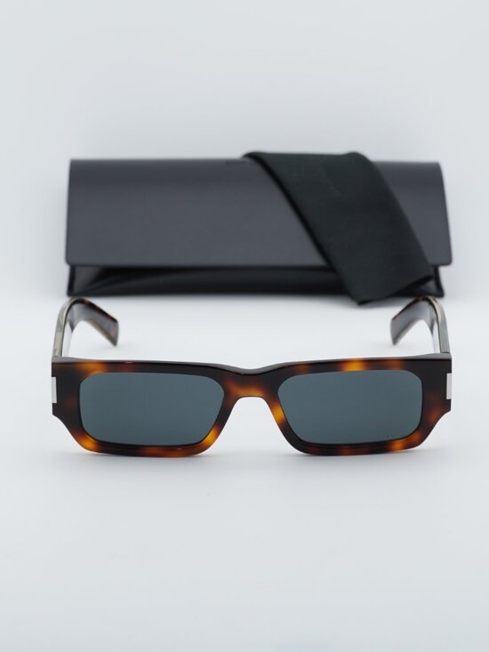 Saint Laurent SL660 002 Unisex Rectangle Sunglasses - Havana / Grey main image 10